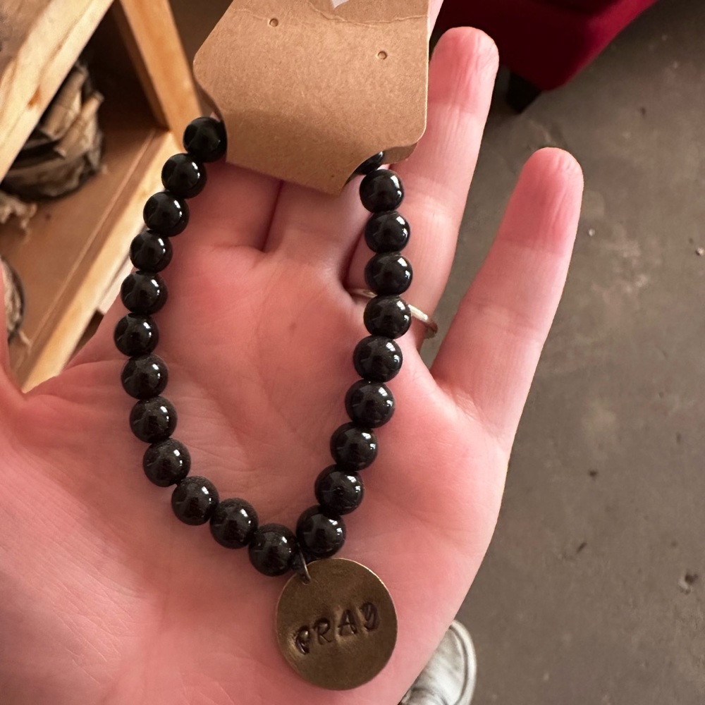Handmade Black Beaded Pray Bracelet